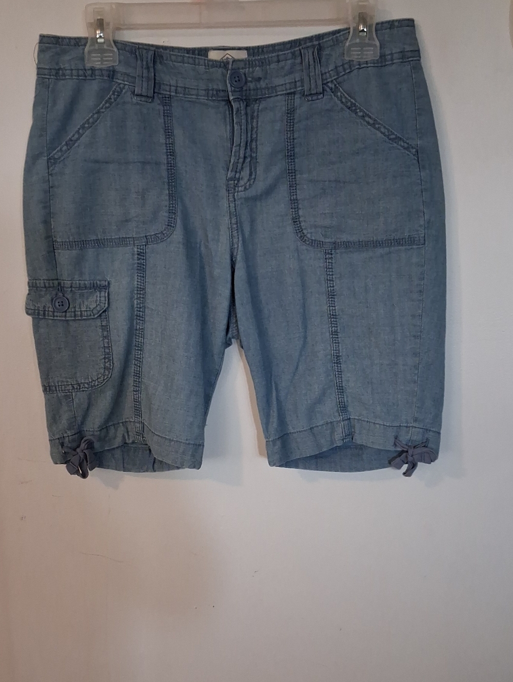 St. John's Bay Light Blue Denim Bermuda Cargo Shorts